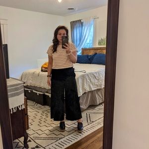 Madewell Cropped Wide Pull-On Black Pants